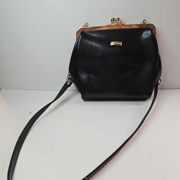 Vintage Liz Claiborne Navy with Gold snap purse. Adjustable 42" strap. EUC. - Picture 6 of 8